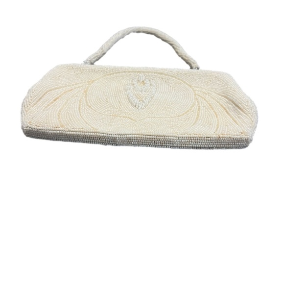 1950s Vintage White Glass Beaded Richere Bag‎ by Walborg Made in Japan - Picture 2 of 6